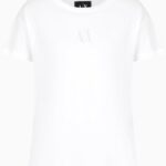 Armani Exchange T-Shirt Donna Logo Shiny Bianco Moderno-0
