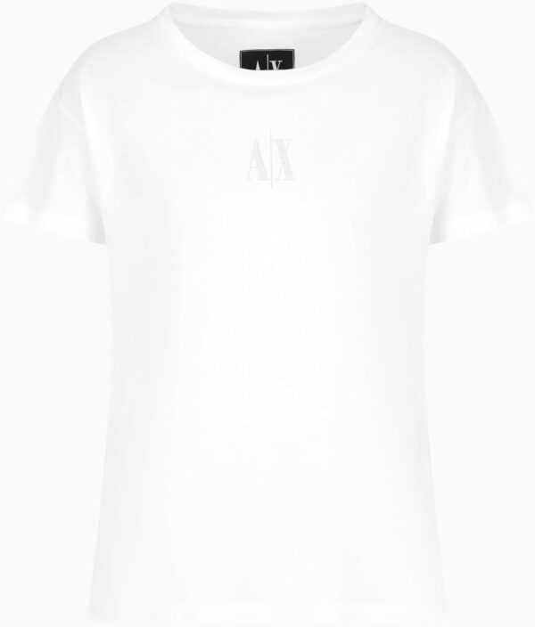 Armani Exchange T-Shirt Donna Logo Shiny Bianco Moderno-0