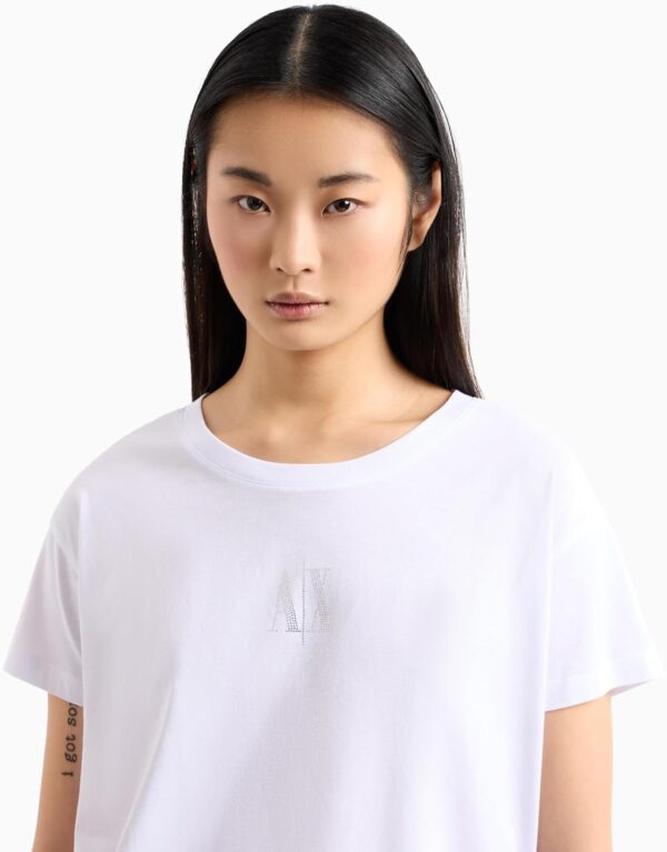 Armani Exchange T-Shirt Donna Logo Shiny Bianco Moderno-1